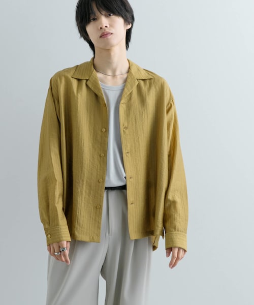 SENSE OF PLACE by URBAN RESEARCH(センスオブプレイスバイアーバンリサーチ)の「シアーストライプオープンカラーシャツ(シャツ/ブラウス・メンズ・BLACK/GREIGE/KHAKI・M/L)」の5枚目の写真