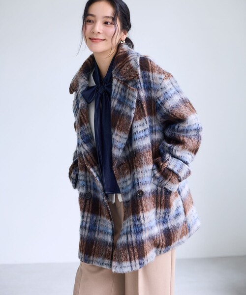 VIS(ビス)の「【WEB限定】シャギーミディ丈Pコート(ピーコート・レディース・ブラウン系/ネイビー・M/S)」の16枚目の写真