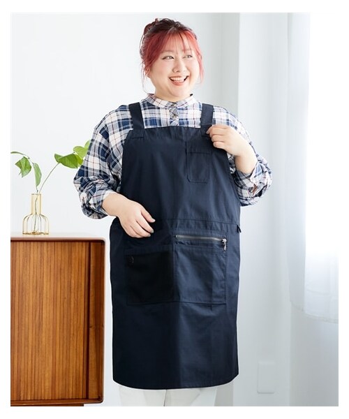 nissen（ニッセン）の「＜大きいサイズ＞ ポケットたくさん手ぶらエプロン（はっ水加工）（エプロン・メンズ・カーキ系/ネイビー系・L~LL/3L~4L/5L~6L/8L/10L）」の22枚目の写真