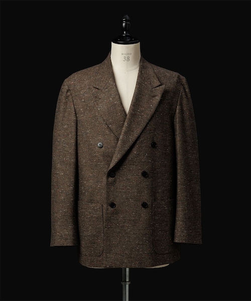 ADAM ET ROPE'(アダムエロペ)の「ハードクロス ダブルブレストジャケット / セットアップ対応(テーラードジャケット・メンズ・ブラック/ダークブラウン系・L/M)」の5枚目の写真