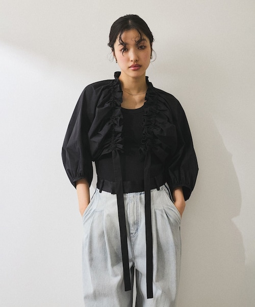 ADAM ET ROPE'(アダムエロペ)の「【サステナブル】ブラウスセットタンクトップ(シャツ/ブラウス・レディース・ブラック系/キナリ系・F)」の2枚目の写真