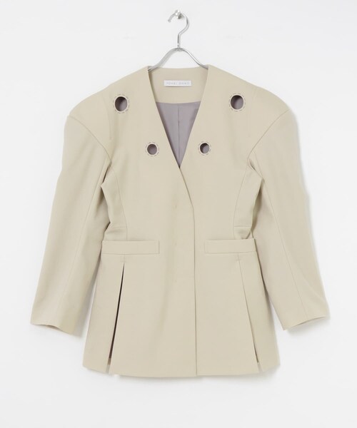 URBAN RESEARCH（アーバンリサーチ）の「YOHEI OHNO　Wormhole Jacket（ノーカラージャケット・レディース・beige・36）」の2枚目の写真