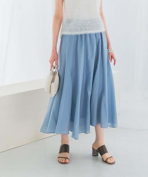 URBAN RESEARCH ROSSO（アーバンリサーチロッソ）の「コットンシルクヘムデザインギャザースカート（スカート・レディース・red/sax/darkbrown・FREE）」の15枚目の写真