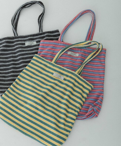 URBAN RESEARCH Sonny Label（アーバンリサーチサニーレーベル）の「パイルボーダービッグトート（トートバッグ・レディース・チャコール/グリーン/ブルー・One）」の11枚目の写真