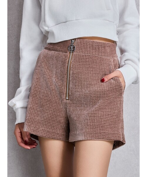 GYDA(ジェイダ)の「Symmetry GYDAラメコーデュロイショートパンツ(その他パンツ・レディース・ブラック/ベージュ・F)」の6枚目の写真