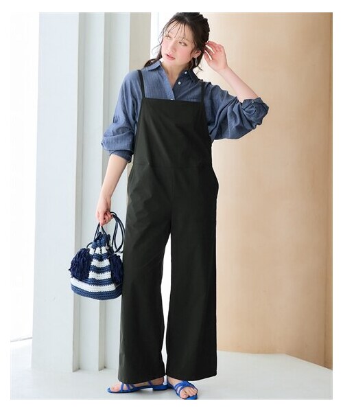 nissen（ニッセン）の「＜大きいサイズ＞サロペットパンツ（オールインワン・サロペット・レディース・カーキ/黒・L/LL/3L/4L/5L/6L/8L/10L）」の4枚目の写真