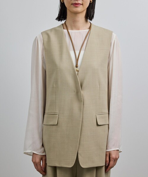 ROPE'（ロペ）の「【洗える】ウール混ツイル ジレベスト/セットアップ対応【WEB・一部店舗限定】（ベスト・レディース・ブラック/ベージュ・F）」の11枚目の写真