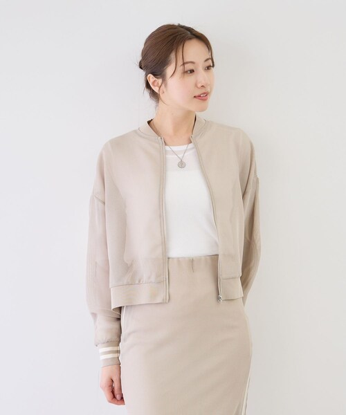 Jayro(ジャイロ)の「【セットアップ可】ラインメッシュブルゾン(ブルゾン・レディース・ブラック/ベージュ・M)」の2枚目の写真