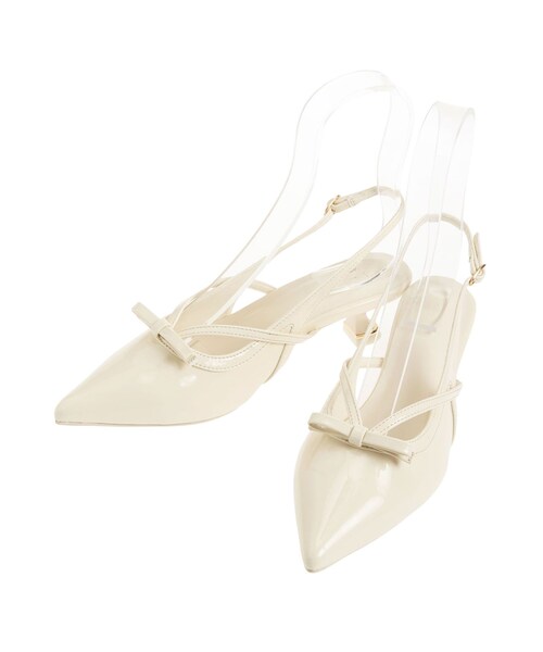 dazzlin（ダズリン）の「フロントリボンシアーパンプス（パンプス・レディース・オフホワイト/アイボリー/ブラック・M/L）」の4枚目の写真
