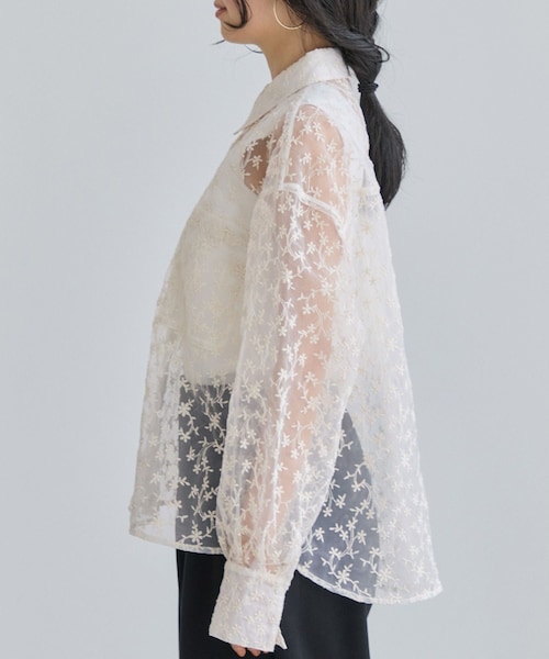 VIS（ビス）の「刺しゅうレースオーバーシャツ（シャツ/ブラウス・レディース・キナリ系・F）」の12枚目の写真