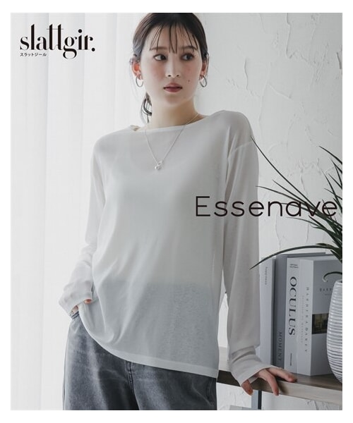 nissen（ニッセン）の「高身長　スラブシアートップス（トールサイズ）Essenave（Tシャツ/カットソー・レディース・オフホワイト/黒・MTT/LTT/LLTT/3LTT/4LTT/5LTT）」の3枚目の写真