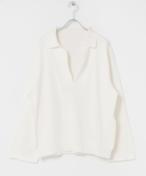 かぐれ(カグレ)の「UNDECORATED LINEN/COTTON BIG KNIT TOP(ニット/セーター・レディース・D.NAVY/OFF WHITE・0)」の4枚目の写真
