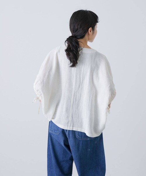 かぐれ（カグレ）の「パナマギャザースリーブプルオーバー（その他トップス・レディース・IVORY/NAVY・FREE）」の9枚目の写真