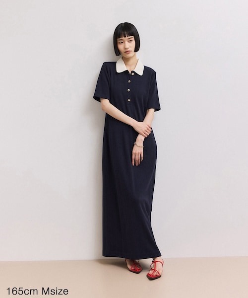 ADAM ET ROPE'(アダムエロペ)の「【WEB限定】ハーフスリーブポロシャツワンピース(ワンピース・レディース・ブラック/チャコール/ネイビー系/レッド・M/S)」の13枚目の写真