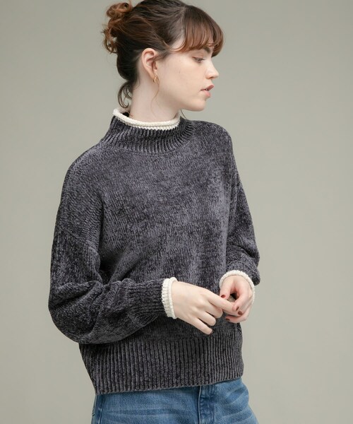 URBAN RESEARCH Sonny Label（アーバンリサーチサニーレーベル）の「モールヤーンハイネックニットプルオーバー（ニット/セーター・レディース・ベージュ/チャコールグレー/ピスタチオ・FREE）」の10枚目の写真