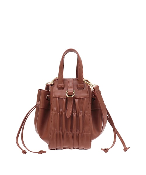 RESEXXY（リゼクシー）の「シャーリングコンパクトバッグ（ハンドバッグ・レディース・アイボリー/ブラック/ブラウン・F）」の3枚目の写真