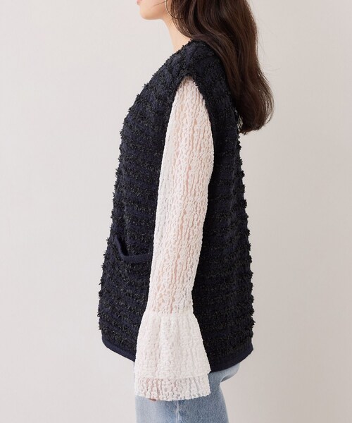 VIS(ビス)の「ツイードニットベスト/イージーケア(ベスト・レディース・キナリ系/ネイビー系・F)」の18枚目の写真