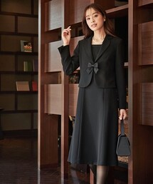 nissen | 【喪服・礼服】防しわテーラードアンサンブル（ジャケット＋前開きセミフレアワンピース）（オールシーズン対応）＜大きいサイズ有＞(フォーマルスーツ/小物)