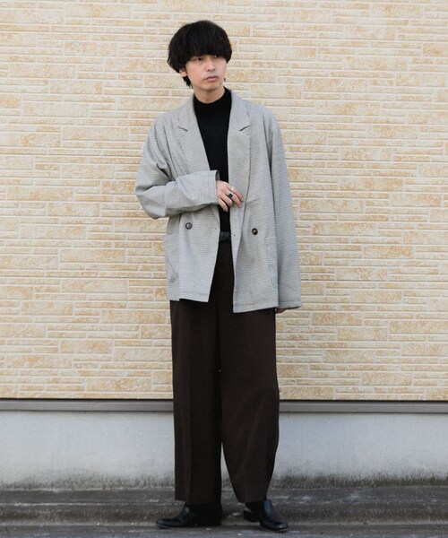 SENSE OF PLACE by URBAN RESEARCH（センスオブプレイスバイアーバンリサーチ）の「チェックダブルルーズジャケット（テーラードジャケット・メンズ・BEG×KHK・M/L）」の8枚目の写真