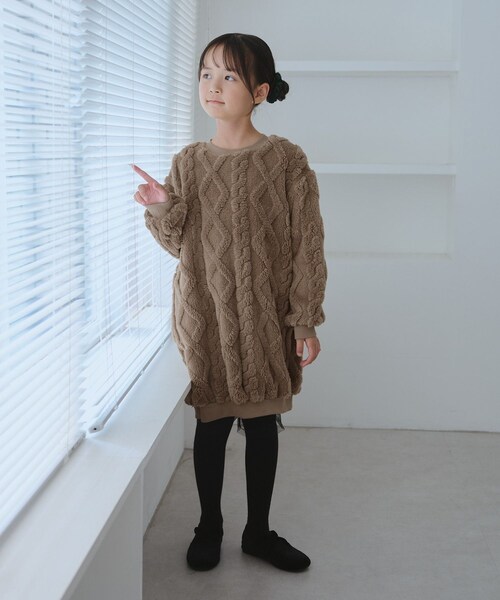 ROPE' PICNIC（ロペピクニック）の「【KIDS/キッズ】ケーブルボアワンピース（ワンピース・キッズ・キナリ/ブラウン・120/130/140/150）」の16枚目の写真