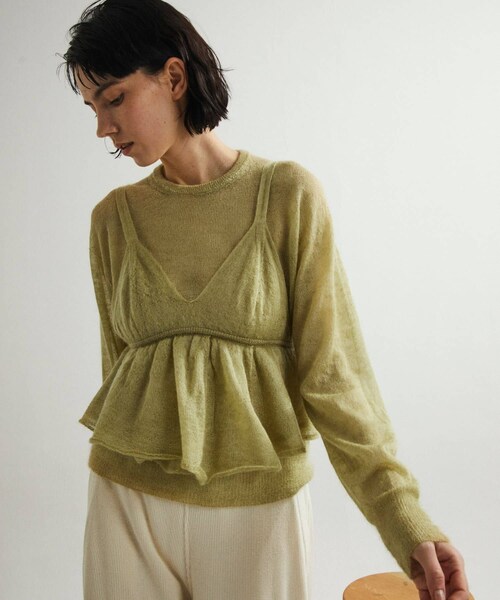 URBAN RESEARCH DOORS(アーバンリサーチドアーズ)の「unfil mohair&silk camisole top(キャミソール・レディース・lightgreen/off white/blue・1)」の7枚目の写真