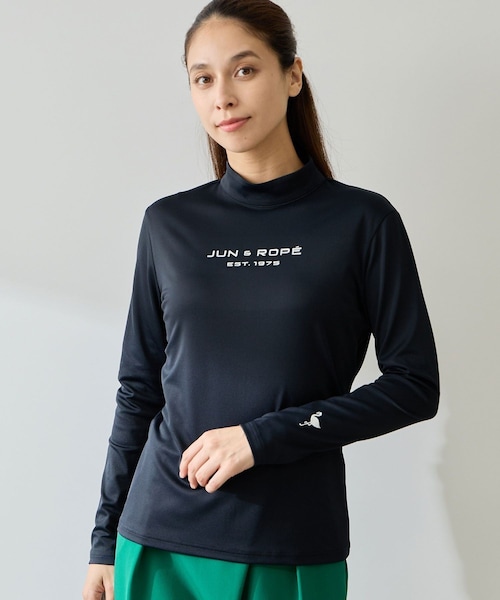 ROPE'(ロペ)の「ココティーベアスムース ロゴ使いモックプルオーバー/UV・吸水・接触冷感(Tシャツ/カットソー・レディース・ブラック/ホワイト/グリーン・L/M/S)」の6枚目の写真
