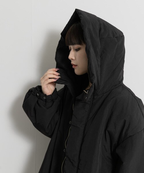 THE GOODLAND MARKET（ザグッドランドマーケット）の「『別注』MIDIUMISOLID×THE GOODLAND MARKET　hooded padding blouson（ブルゾン・レディース・black/b.khaki・38）」の16枚目の写真