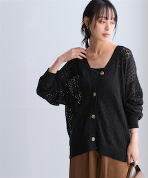 nissen | 綿１００％透かし編みオーバーサイズゆるカーディガン〈大きいサイズ有〉(カーディガン/ボレロ)