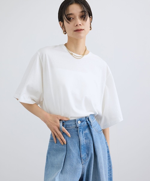 ADAM ET ROPE'(アダムエロペ)の「プリマベールハーフスリーブTシャツ / UVケア(Tシャツ/カットソー・レディース・ブラック/オフホワイト/キャメル・F)」の15枚目の写真