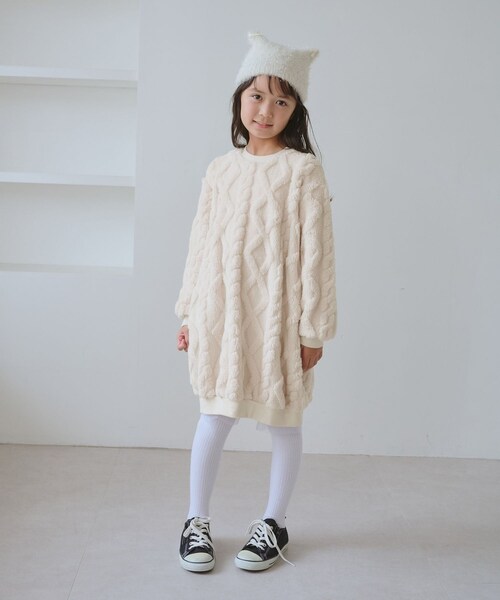 ROPE' PICNIC（ロペピクニック）の「【KIDS/キッズ】ケーブルボアワンピース（ワンピース・キッズ・キナリ/ブラウン・120/130/140/150）」の10枚目の写真