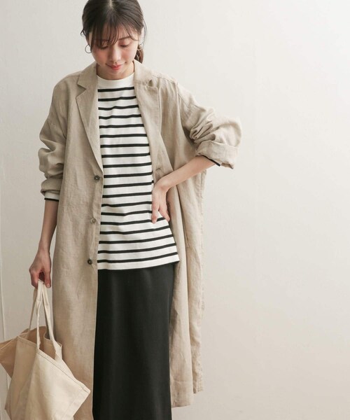 URBAN RESEARCH DOORS(アーバンリサーチドアーズ)の「リネンワイドチェスターコート(チェスターコート・レディース・NATURAL/BLUE・1)」の5枚目の写真