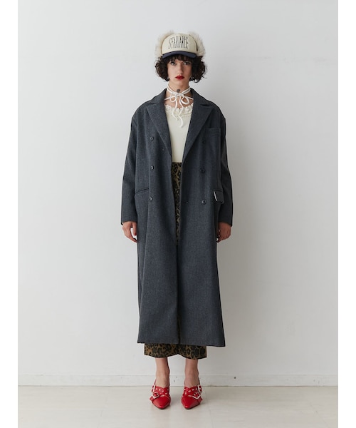 jouetie（ジュエティ）の「ダブルブレストロングコート（チェスターコート・レディース・グレー/ピンク/ネイビー/ブラック/ボルドー・M）」の5枚目の写真