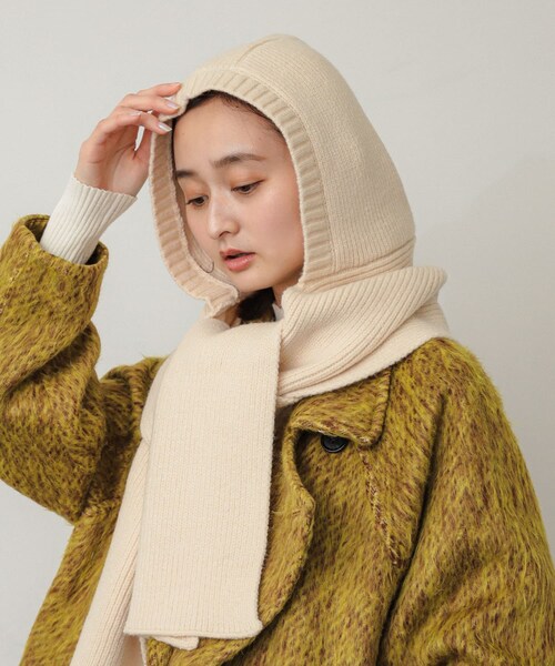 SENSE OF PLACE by URBAN RESEARCH（センスオブプレイスバイアーバンリサーチ）の「フードツキニットストール（ストール/ショール・レディース・IVORY/BLACK・one）」の3枚目の写真