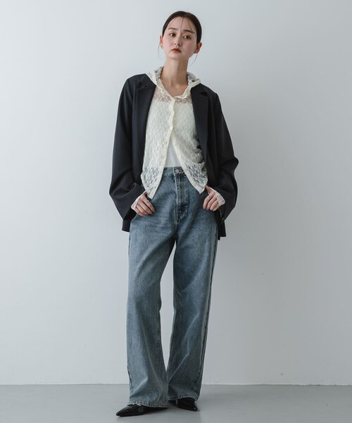 SENSE OF PLACE by URBAN RESEARCH（センスオブプレイスバイアーバンリサーチ）の「『洗濯可』フーディレースカットトップ（その他トップス・レディース・IVORY/BLACK/BEIGE・One）」の6枚目の写真