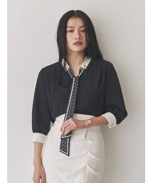 TONAL | スカーフタイドッキング7分袖ブラウス(シャツ/ブラウス)