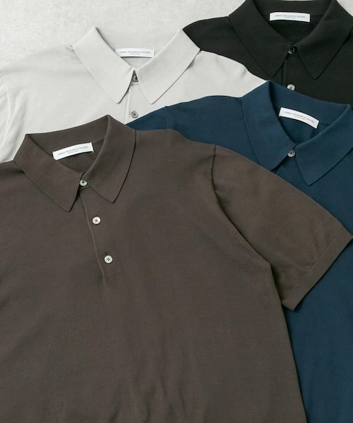URBAN RESEARCH DOORS（アーバンリサーチドアーズ）の「LIFE STYLE TAILOR　ハイゲージ半袖ニットポロシャツ（シャツ/ブラウス・メンズ・IVORY/BLACK/NAVY BLUE/GRAY BROWN・M/L）」の3枚目の写真
