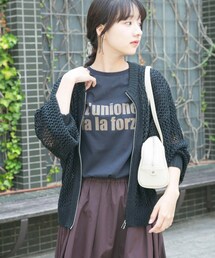 メッシュジップニットカーディガン