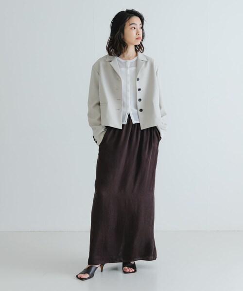 URBAN RESEARCH（アーバンリサーチ）の「new basic　ボックスショートジャケット（テーラードジャケット・レディース・BLACK/L.BEIGE・FREE）」の22枚目の写真