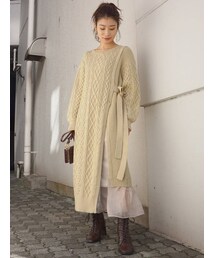 MERCURYDUO | 異素材ケーブルロングニットワンピース(ワンピース)