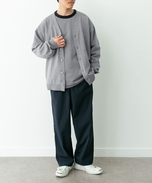 URBAN RESEARCH Sonny Label（アーバンリサーチサニーレーベル）の「強撚コットンニットカーディガン（カーディガン/ボレロ・メンズ・グレー/チャコール/レッド・M/L）」の12枚目の写真
