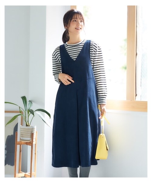 nissen（ニッセン）の「大きいサイズ綿１００%コーデュロイジャンパースカート（ワンピース・レディース・ネイビー/ライトカーキ/ベージュ・L/LL/3L/4L/5L/6L/8L/10L）」の19枚目の写真