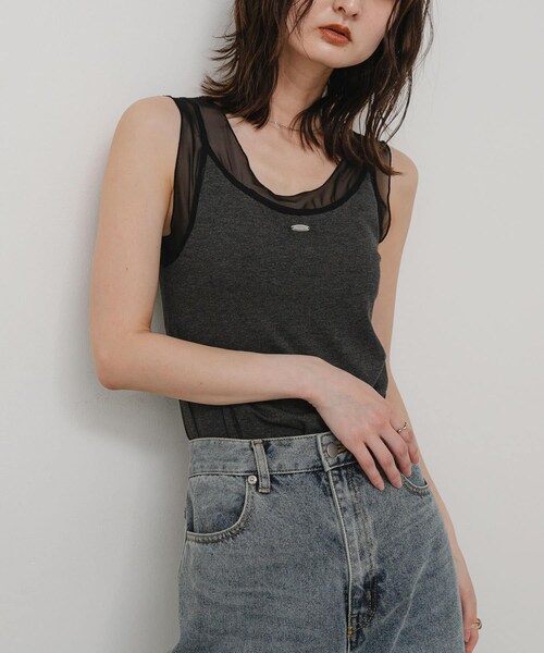 SENSE OF PLACE by URBAN RESEARCH(センスオブプレイスバイアーバンリサーチ)の「シアーレイヤードカップツキタンクトップ(タンクトップ・レディース・IVORY/BLACK/GRAY・One)」の19枚目の写真