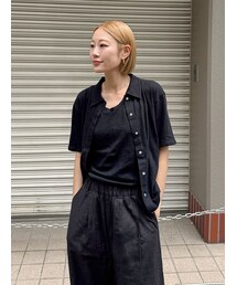 Ungrid | リネン混ハーフスリーブポロカーデ(カーディガン/ボレロ)