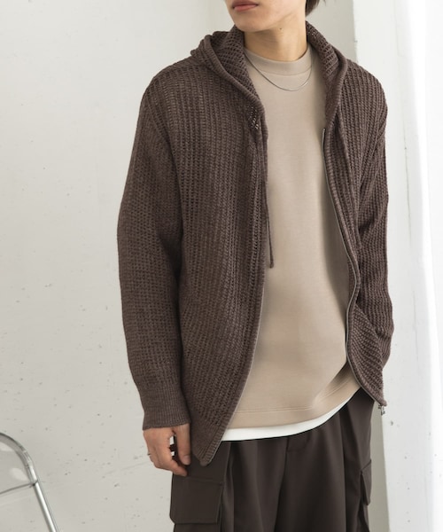 SENSE OF PLACE by URBAN RESEARCH(センスオブプレイスバイアーバンリサーチ)の「シアーメッシュフーディージップパーカー(パーカー・メンズ・BLACK/BROWN/GREIGE・M/L)」の3枚目の写真