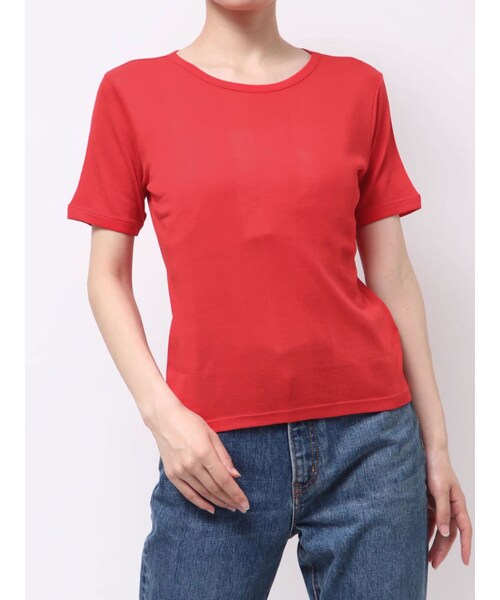 Ungrid（アングリッド）の「【Ca】Miller別注 シアーハーフスリーブTe（Tシャツ/カットソー・レディース・レッド/イエロー/ネイビー/パープル/ブラウン・F）」の2枚目の写真