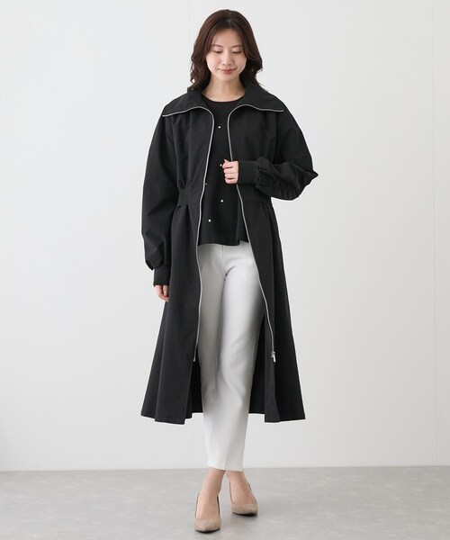 Jayro(ジャイロ)の「ウエスト切替ジップアップロングコート(その他アウター・レディース・ブラック/ベージュ/グリーン/ネイビー/サックス・F)」の13枚目の写真