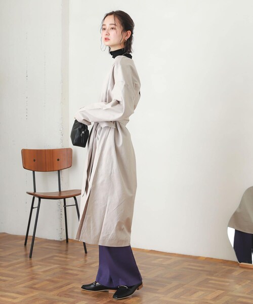 SENSE OF PLACE by URBAN RESEARCH（センスオブプレイスバイアーバンリサーチ）の「ガウンアウター（ノーカラージャケット・レディース・L.OLIVE/GREIGE・one）」の7枚目の写真