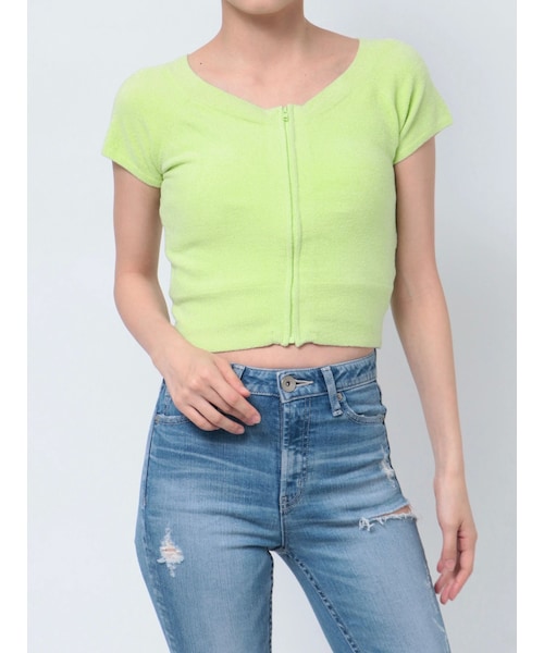 GYDA（ジェイダ）の「Square gydaキャミアンサンブル（ニット/セーター・レディース・オフホワイト/ブラック/ライム/シルバー・F）」の9枚目の写真