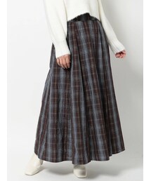 MERCURYDUO | メモリータフタバックレースアップチェックスカート(スカート)