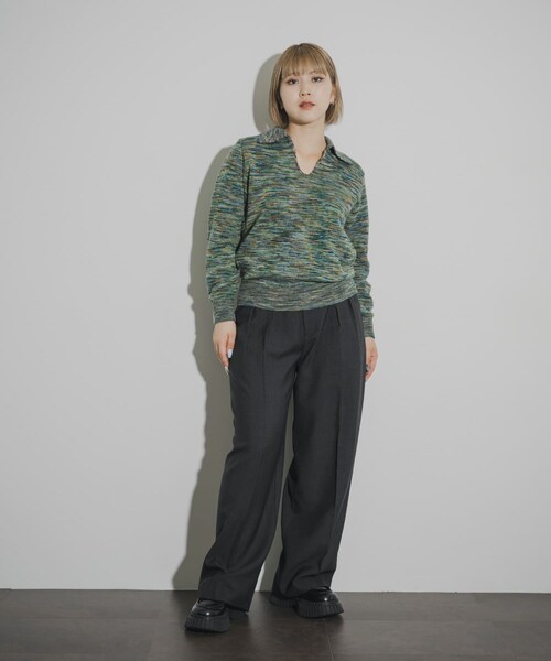 THE GOODLAND MARKET（ザグッドランドマーケット）の「COOHEM　ONI KASURI WOOL KNIT PULLOVER（ニット/セーター・レディース・04BLUE/02RED・Free）」の10枚目の写真